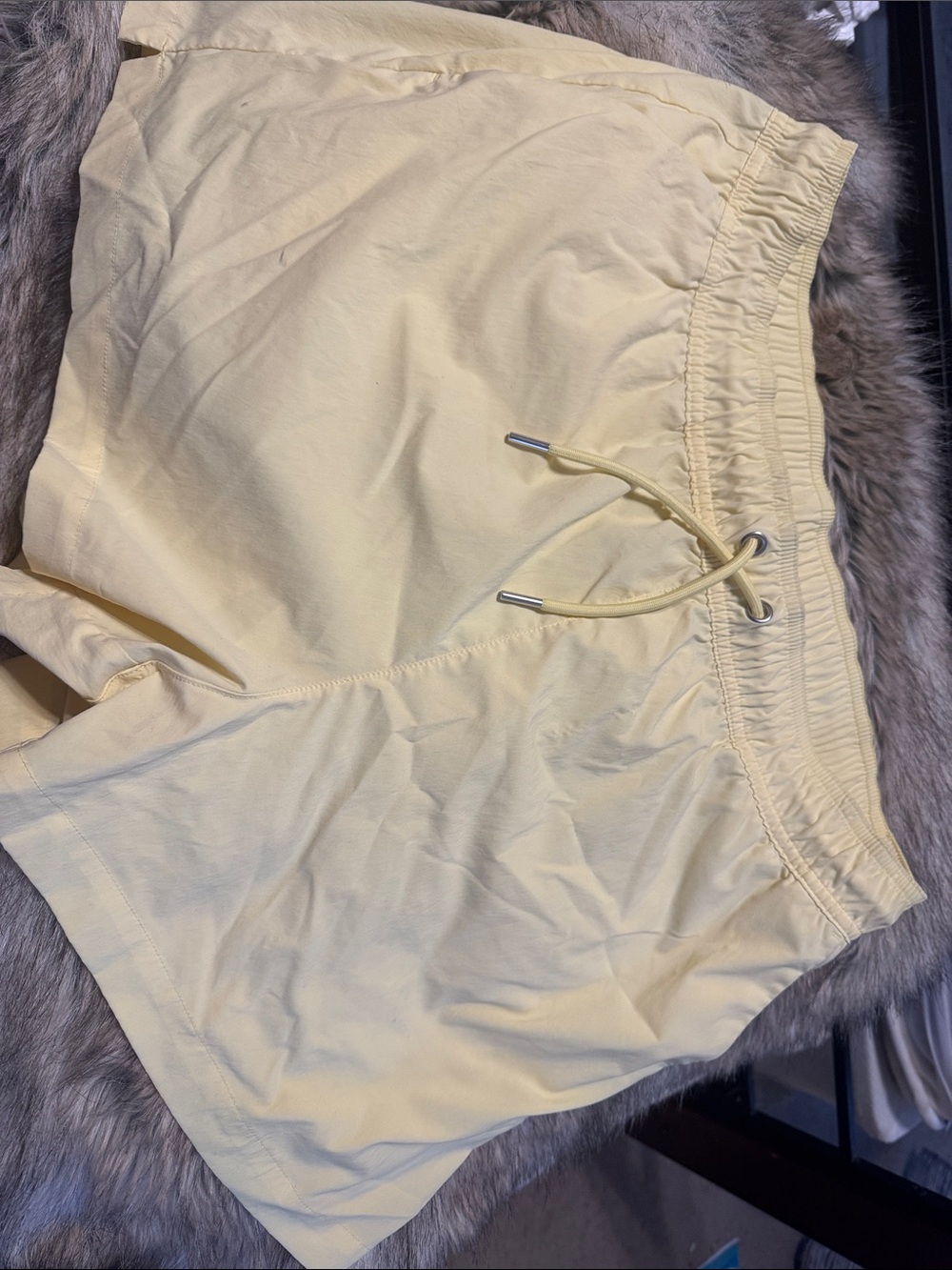 Athleta Pale Yellow Drawstring Athletic Shorts